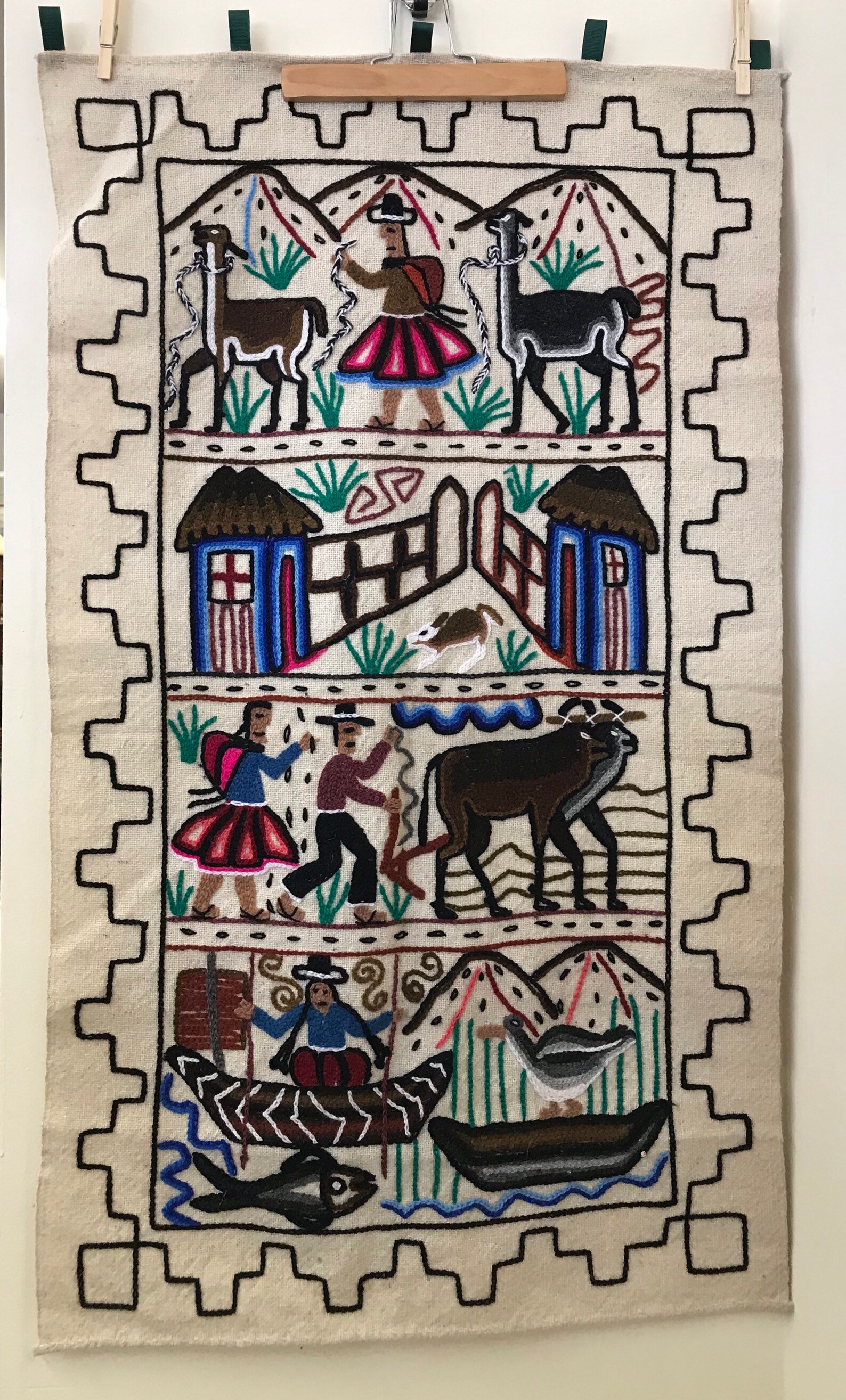 Vintage Handwoven Pictogram Rug 40 by 23 - Etsy