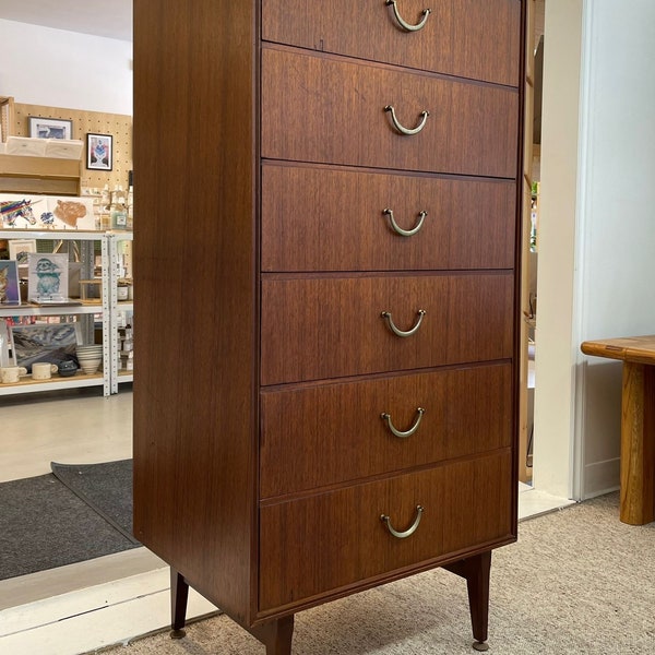 Free Shipping Within Continental US - Vintage Mid Century Modern Tall Chest of Drawers Dresser by Meredew Uk Import.