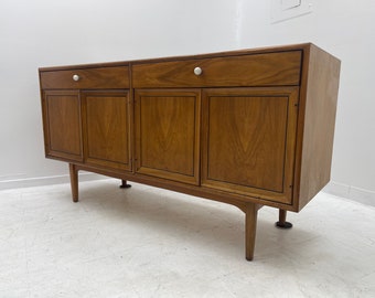 Free and insured shipping within US - Midcentury Walnut Sideboard or Credenza or Record Cabinet by Kip Stewart for Drexel