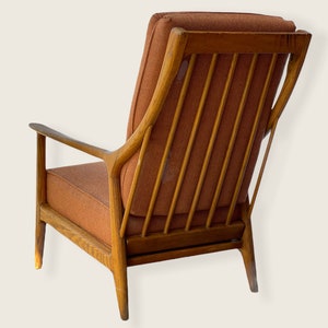 Free Shipping Within US Vintage Mid Century Modern Oak Sofa Lounge Chair by Jack Van Der Molen image 1