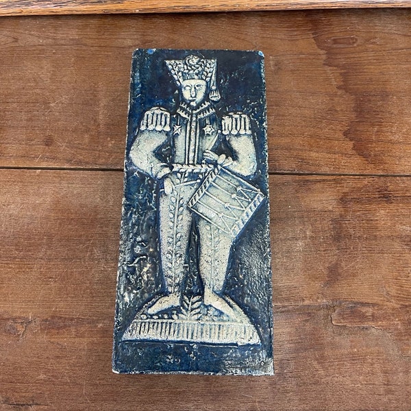 Free Shipping Within Continental US - Vintage Ceramic German Impression of Baking Cast Mold of Drummer. Circa 1969