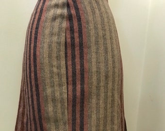 Vintage Orange, Yellow and Red Striped Wool Skirt