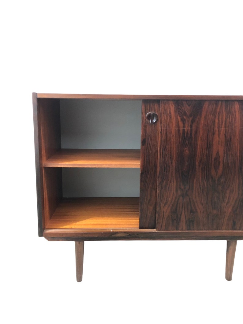 Free and Insured Shipping Within US Vintage Danish Mid Century Modern Record Media Cabinet or Credenza in Style of Kai Kristiansen image 4