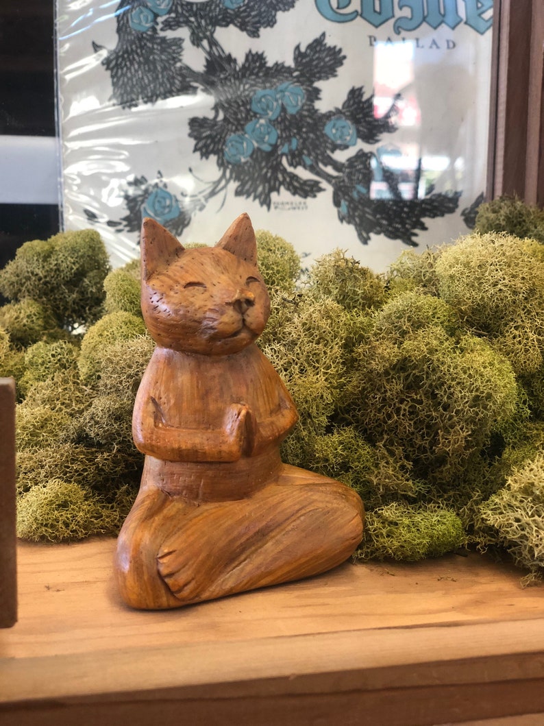 Handmade Handpainted Zen Yoga Cat Pet Sculpture Object Art Etsy