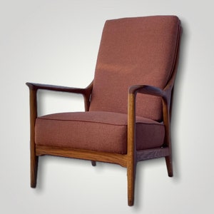 Free Shipping Within US Vintage Mid Century Modern Oak Sofa Lounge Chair by Jack Van Der Molen image 3