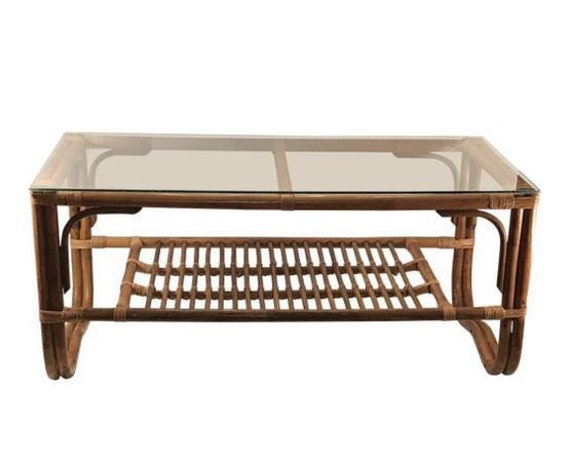 Free And Insured Within Us 20th Century Safari Bamboo Rattan Coffee Table With Glass 20th Century Safari Bamboo And Rattan, Rattan Coffee Table With Glass Top