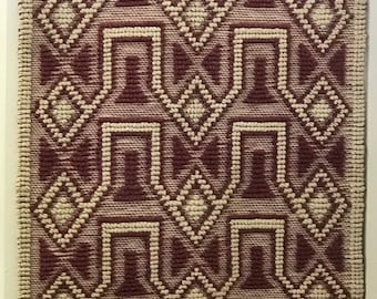 Vintage Handwoven Geometric Pattern Rug 51” by 23”