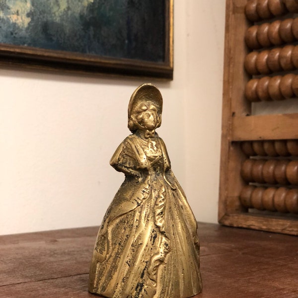 Vintage Brass Victorian Lady Bell - Adorable Detail w/ Woman Legs as Chime Hanger Bell Tongue Desk Bookshelf Decor Home Accent Elegance