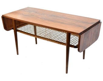 Free and Insured Shipping Within US - Danish Rosewood Mid Century Modern Double Leaf Coffee Table Stand