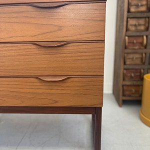 Free Shipping Within Continental US Vintage Danish Modern Dresser With Unique Handles image 4