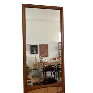 Free Shipping Within Continental US Vintage Wood Framed Mirror with Cane Insert image 1