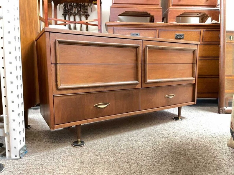 Free and Insured Shippig Within US Vintage Mid Century Modern Dresser Cabinet Storage Drawers image 1