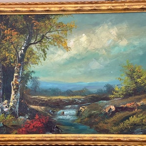 Free Shipping Within Continental US Vibrant Scenic Painting Colorful, Peaceful Landscape Art. Signed William Mark. image 1