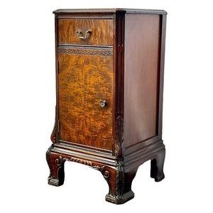 Free Shipping Within Continental US Antique English Walnut and Mahogany Burl Wood End Table Or Side Stand image 1