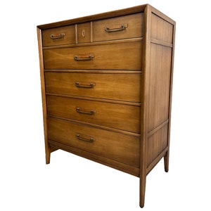 Free Shipping Within Continental US Vintage Drexel Solid Pecan Mid Century Modern Dresser Cabinet Storage Designed by James Bouffard image 1