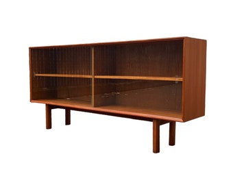 Free Shipping Within Continental US - Vintage Mid Century Modern Walnut Wood Book Shelf Display Cabinet Adjustable Shelf