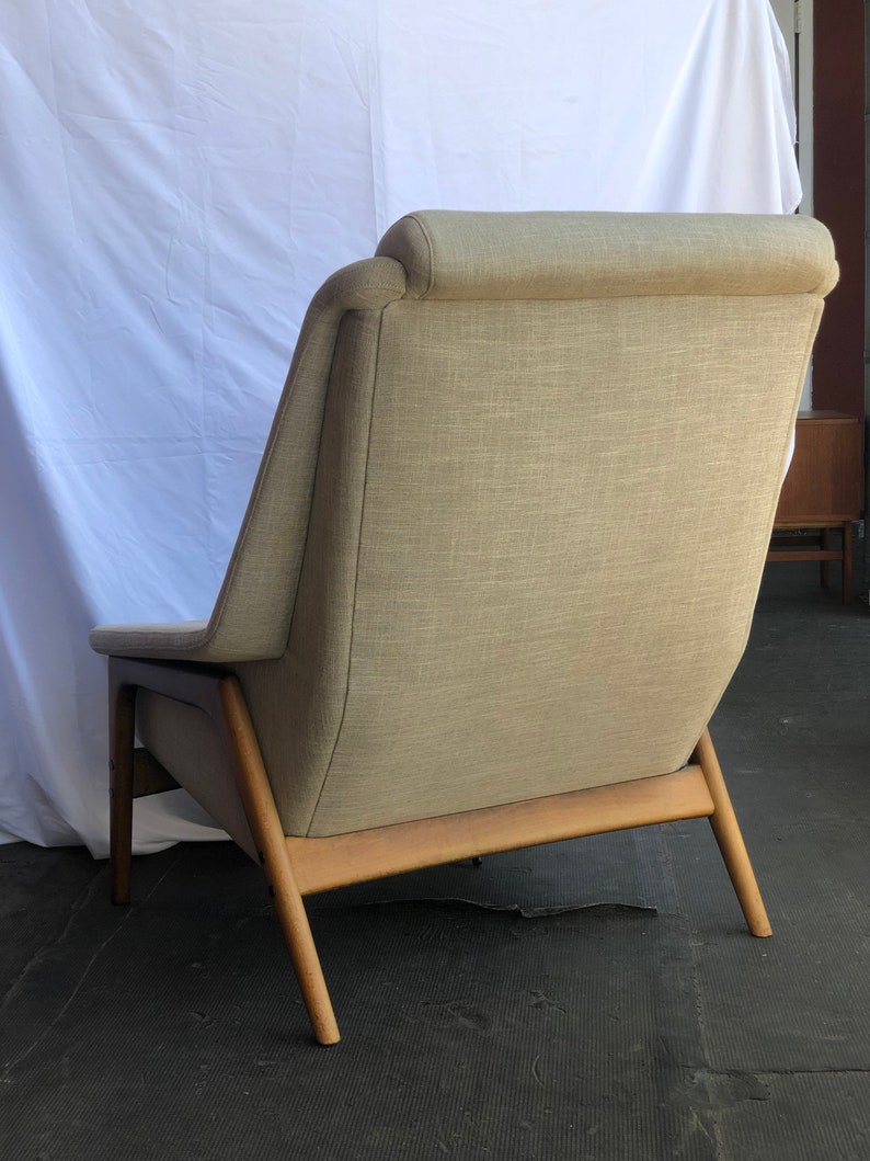 Free Shipping Within US Vintage Mid Century Modern Sofa Lounge Chair by Folke Ohlsson for Dux Newly Upholstered image 3
