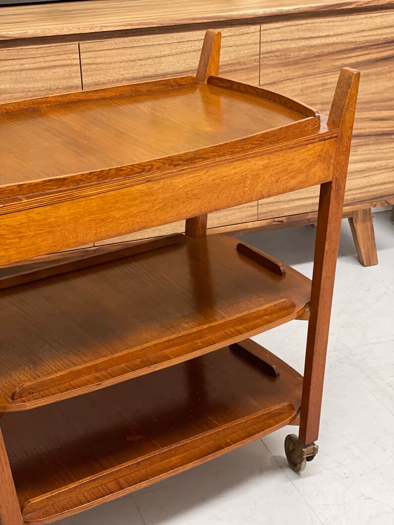 Free Shipping Within Continental US Vintage Mid Century Modern3 Tiered Cart in the Style of Hundevad. UK Import image 5