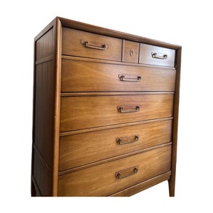 Free Shipping Within Continental US Vintage Drexel Solid Pecan Mid Century Modern Dresser Cabinet Storage Designed by James Bouffard image 5