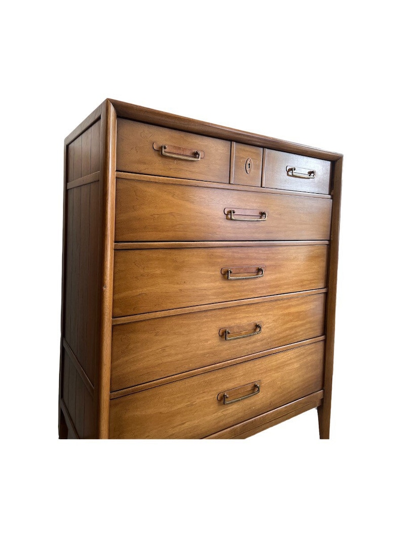 Free Shipping Within Continental US Vintage Drexel Solid Pecan Mid Century Modern Dresser Cabinet Storage Designed by James Bouffard image 5