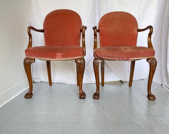 Free Shipping Within US - Vintage Mid Century Modern English Style Upholstered Sofa Chair Set Of 2