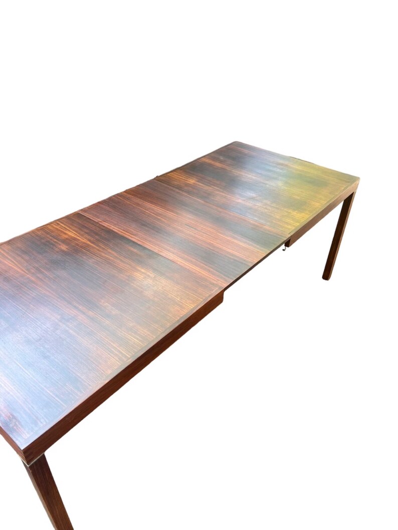 Free Shipping Within Continental US Vintage Danish Mid Century Modern Rosewood Dining Table Parsons with Extension Leaf. image 4