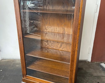 Free Shipping Within Continental US -  Vintage Early American Bookcase with Hand Carved Details and Adjustable Shelves