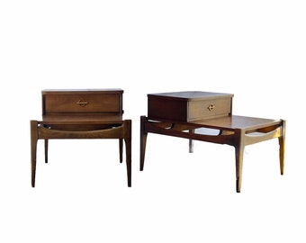 Free Shipping Within Continental US - Vintage Mid Century Modern Dovetail Drawers Table Set