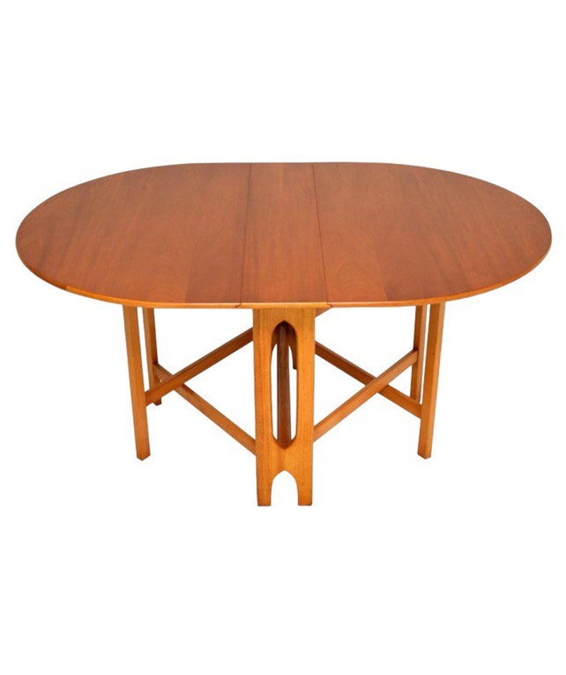 Free Shipping Within Continental US Imported Vintage Mid Century Modern Walnut Gateleg Extended Dining Table image 3