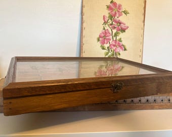 Free shipping within continental US - Letter Press Box Trinket Shelf with Glass Door