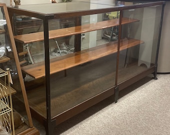 Free Shipping Within Continental US - Vintage Wood and Metal Display Case