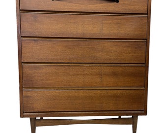 Free Shipping Within Continental US - Vintage Mid Century Modern Dresser Dovetail Drawers Cabinet Storage