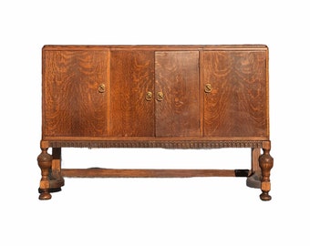 Free Shipping Within Continental US - 19th Century English Welsh Antique Oak Cabinet Sideboard Buffet or Credenza