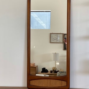 Free Shipping Within Continental US Vintage Wood Framed Mirror with Cane Insert image 5