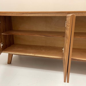 Free Shipping Within US Sustainbly Sourced Mid Century Modern Style Three Door Cabinet or TV Credenza or Console or Sideboard image 3