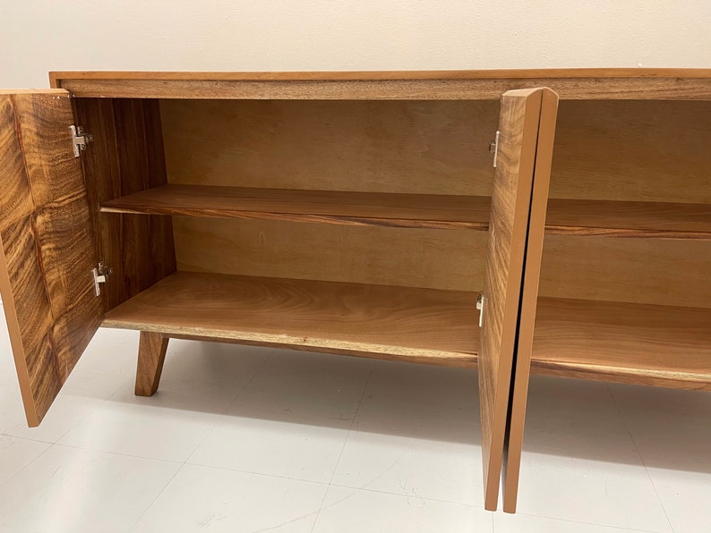 Free Shipping Within US Sustainbly Sourced Mid Century Modern Style Three Door Cabinet or TV Credenza or Console or Sideboard image 3