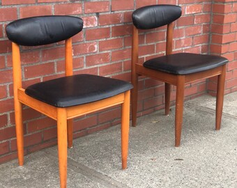 Free and Insured Shipping Within US  - Vintage Mid Century Modern Dining Chairs Set Danish Style 2 Available