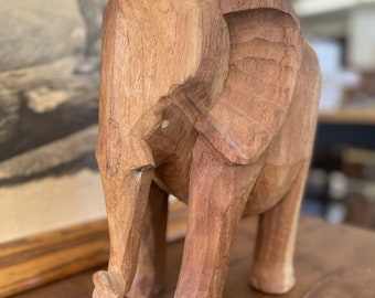 Free Shipping Within Continental US - Vintage Wooden Carved Elephant Sculpture Stand