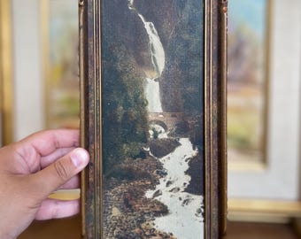 Free shipping within continental US - Vintage Tinted Landscape Photograph of Waterfall and Stone Bridge in Ornate