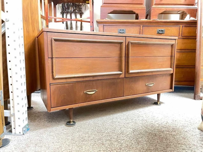 Free and Insured Shippig Within US Vintage Mid Century Modern Dresser Cabinet Storage Drawers image 5