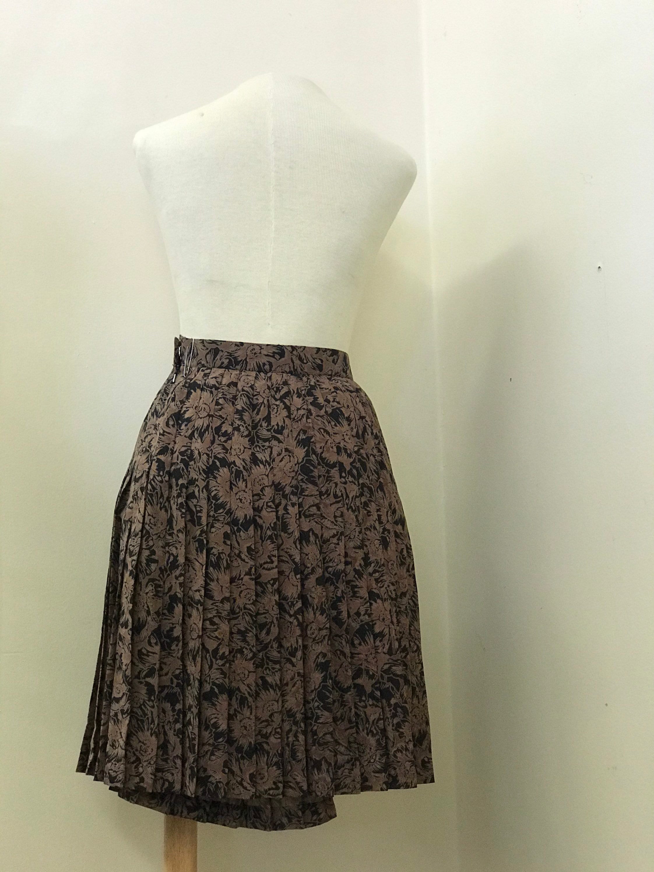 Vintage Midi Floral Pleated 2 Tier Beige Skirt - Etsy