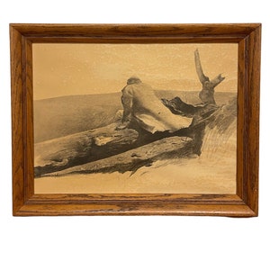 Free Shipping Within Continental US Andrew Wyeth Black & White Pencil Sketch Print image 2