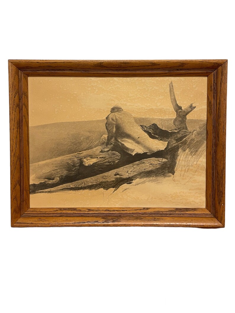 Free Shipping Within Continental US Andrew Wyeth Black & White Pencil Sketch Print image 2