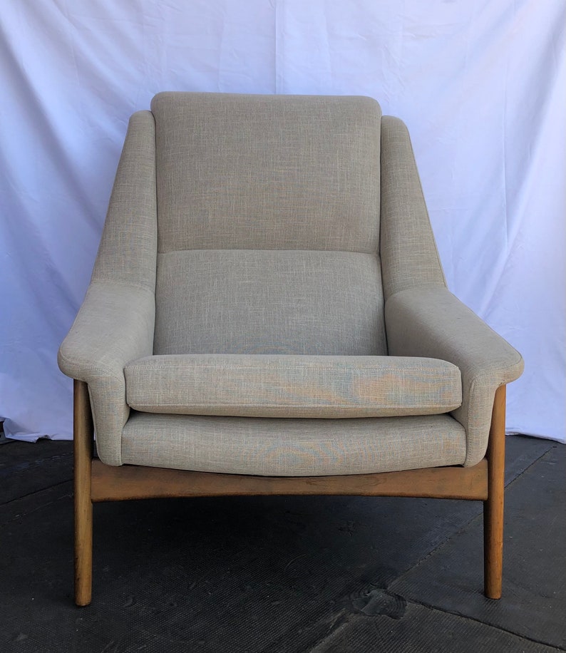 Free Shipping Within US Vintage Mid Century Modern Sofa Lounge Chair by Folke Ohlsson for Dux Newly Upholstered image 4