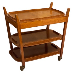 Free Shipping Within Continental US Vintage Mid Century Modern3 Tiered Cart in the Style of Hundevad. UK Import image 1