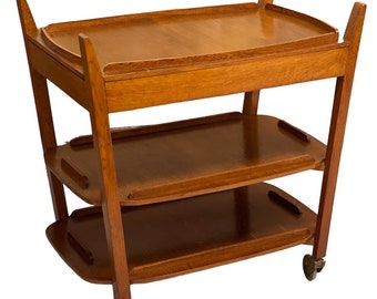 Free Shipping Within Continental US - Vintage Mid Century Modern3 Tiered Cart in the Style of Hundevad. UK Import