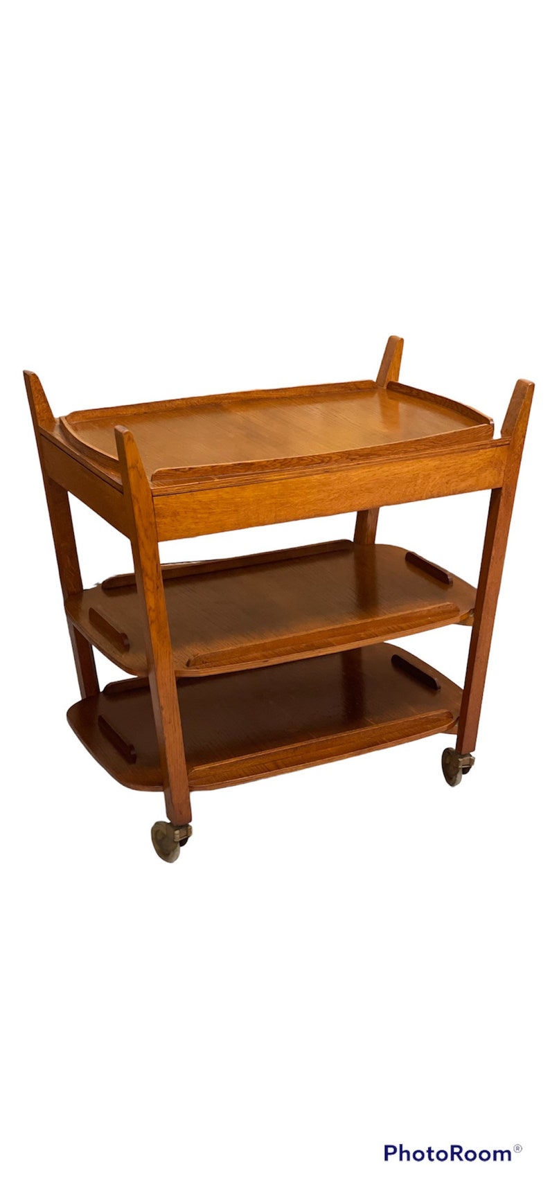 Free Shipping Within Continental US Vintage Mid Century Modern3 Tiered Cart in the Style of Hundevad. UK Import image 1