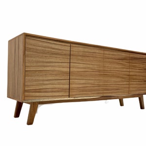 Free Shipping Within US Sustainbly Sourced Mid Century Modern Style Three Door Cabinet or TV Credenza or Console or Sideboard image 1