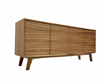 Free Shipping Within US - Sustainbly Sourced Mid Century Modern Style Three Door Cabinet or TV Credenza or Console or Sideboard