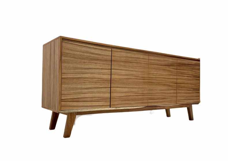 Free Shipping Within US Sustainbly Sourced Mid Century Modern Style Three Door Cabinet or TV Credenza or Console or Sideboard image 1